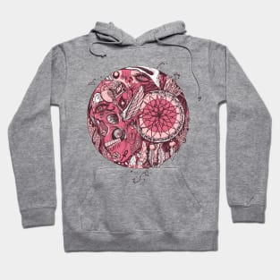 Pink and White Skull and Dreamcatcher Circle Hoodie